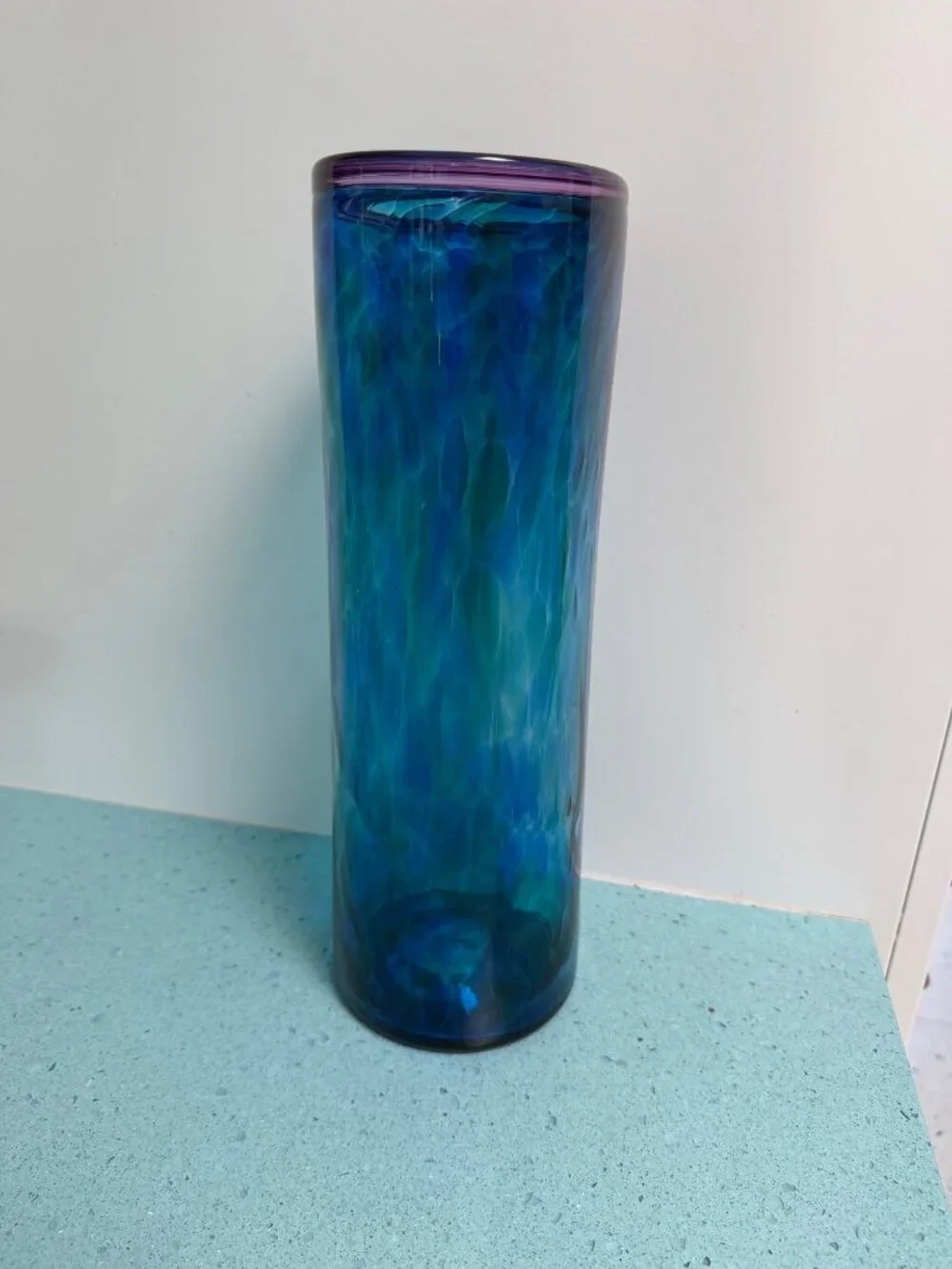 C.B. Glass Curtiss Brock Large 13 Inch Tall Studio Art Glass Vase Vintage Signed